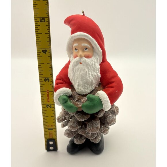 Vintage Pinecone Santa Claus Christmas Tree Ornament Glitter Accents Rustic - Picture 3 of 8